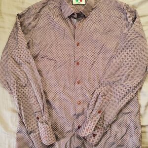 Men's Patterned Shirt - Red and White